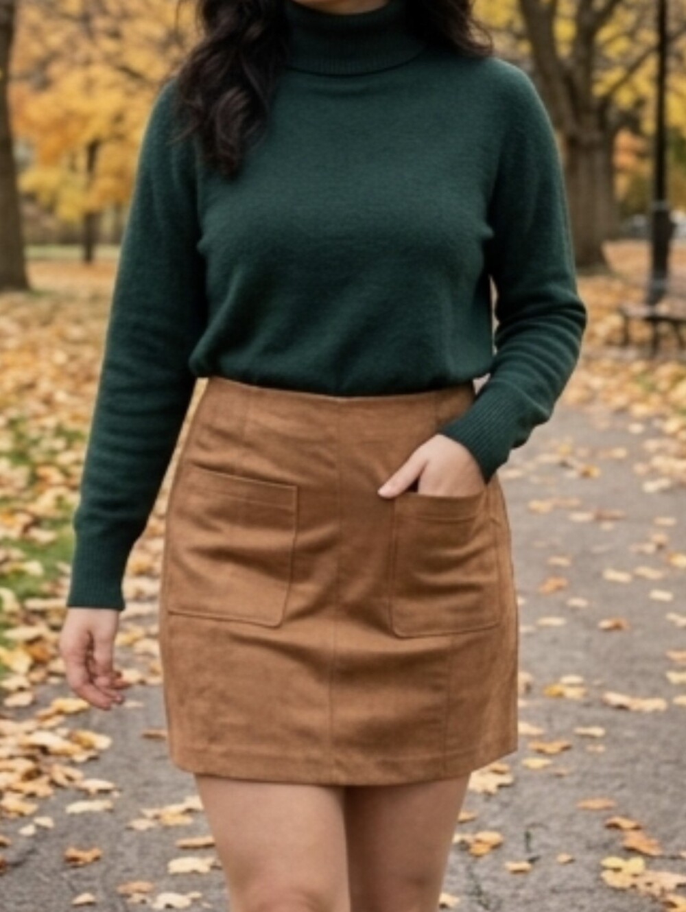 5 For $50 Old Navy Brown Suede-Look Mini Skirt with Front Patch Pockets